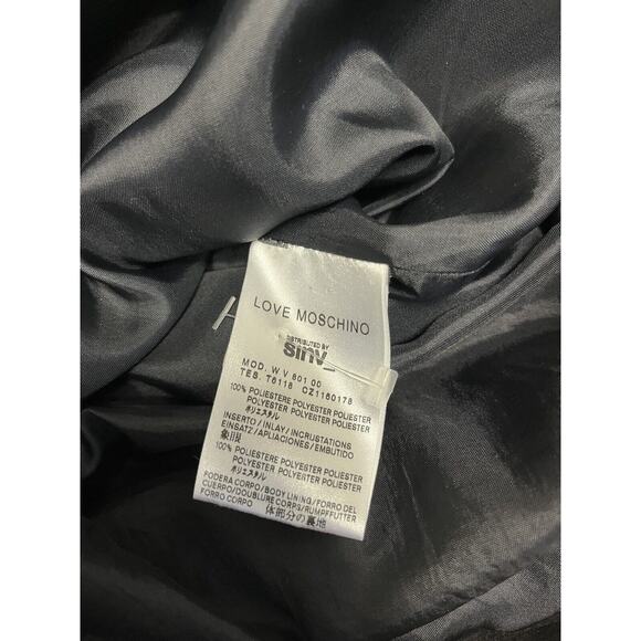 LOVE MOSCHINO Black Sequined Embellished Long Sleeve Knee Length Shift Dress 12 - Picture 4 of 4